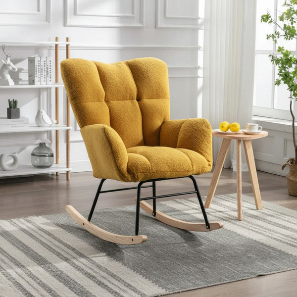Fauteuil à Bascule Teddy Jaune Confortable Design Moderne