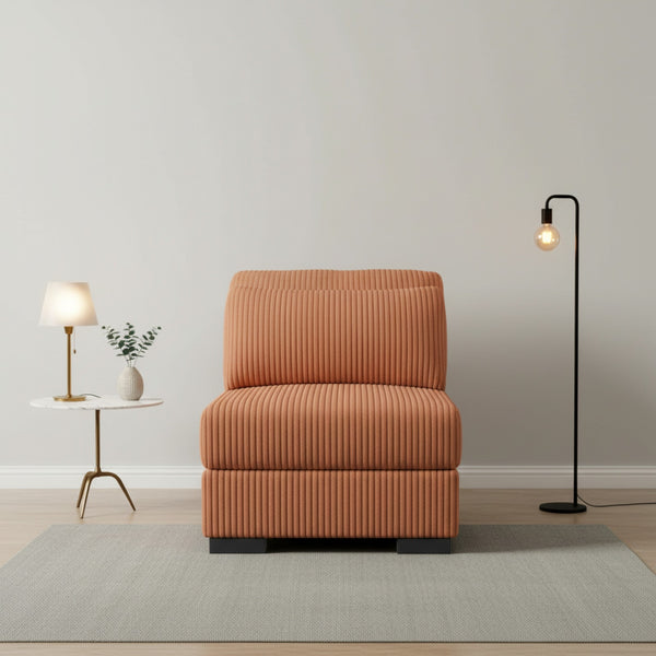 Fauteuil 1 Place en Velours Orange - Style Moderne pour Salon et Chambre
