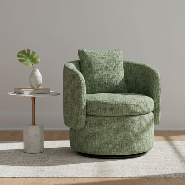Fauteuil Vert Pivotant 360° avec Rangement Caché et Coussin Confortable