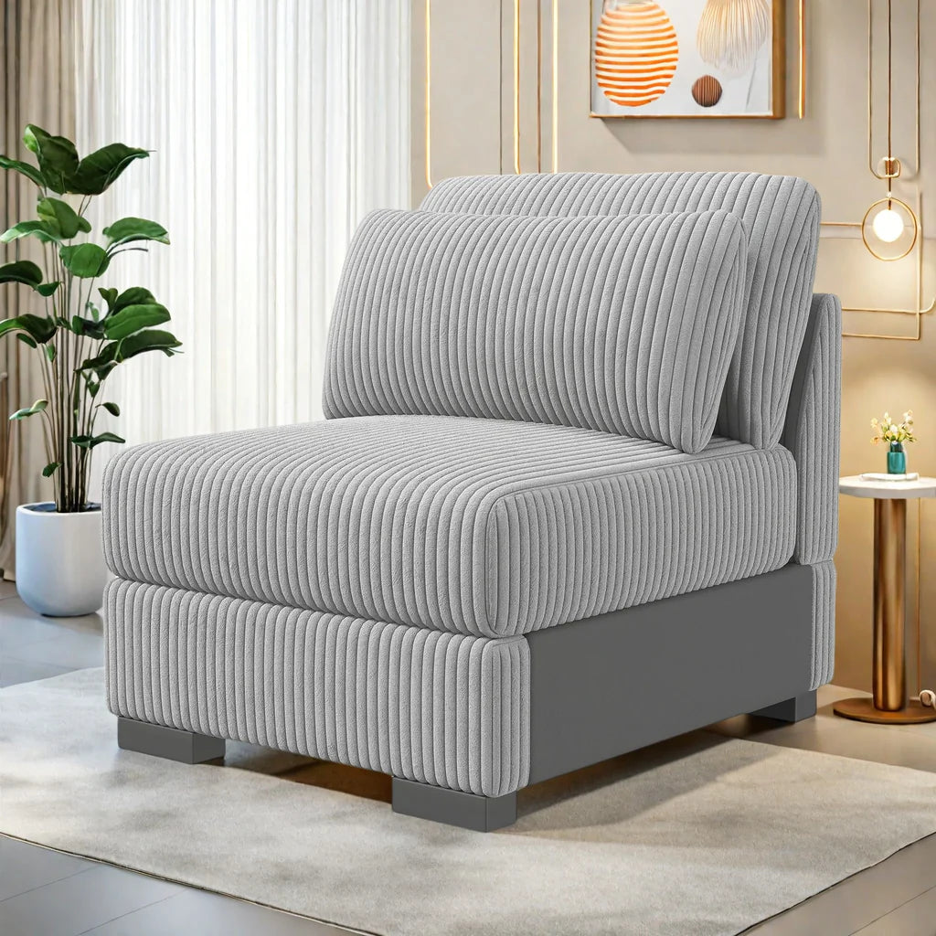 Fauteuil Convertible Velours Gris Confortable 1 Place - Style Moderne