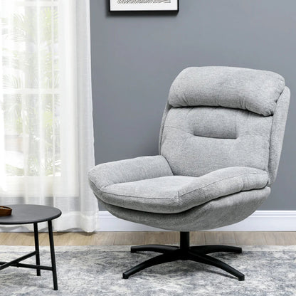 Fauteuil Pivotant Gris en Chenille Déperlante - Confort et Design pour Salon
