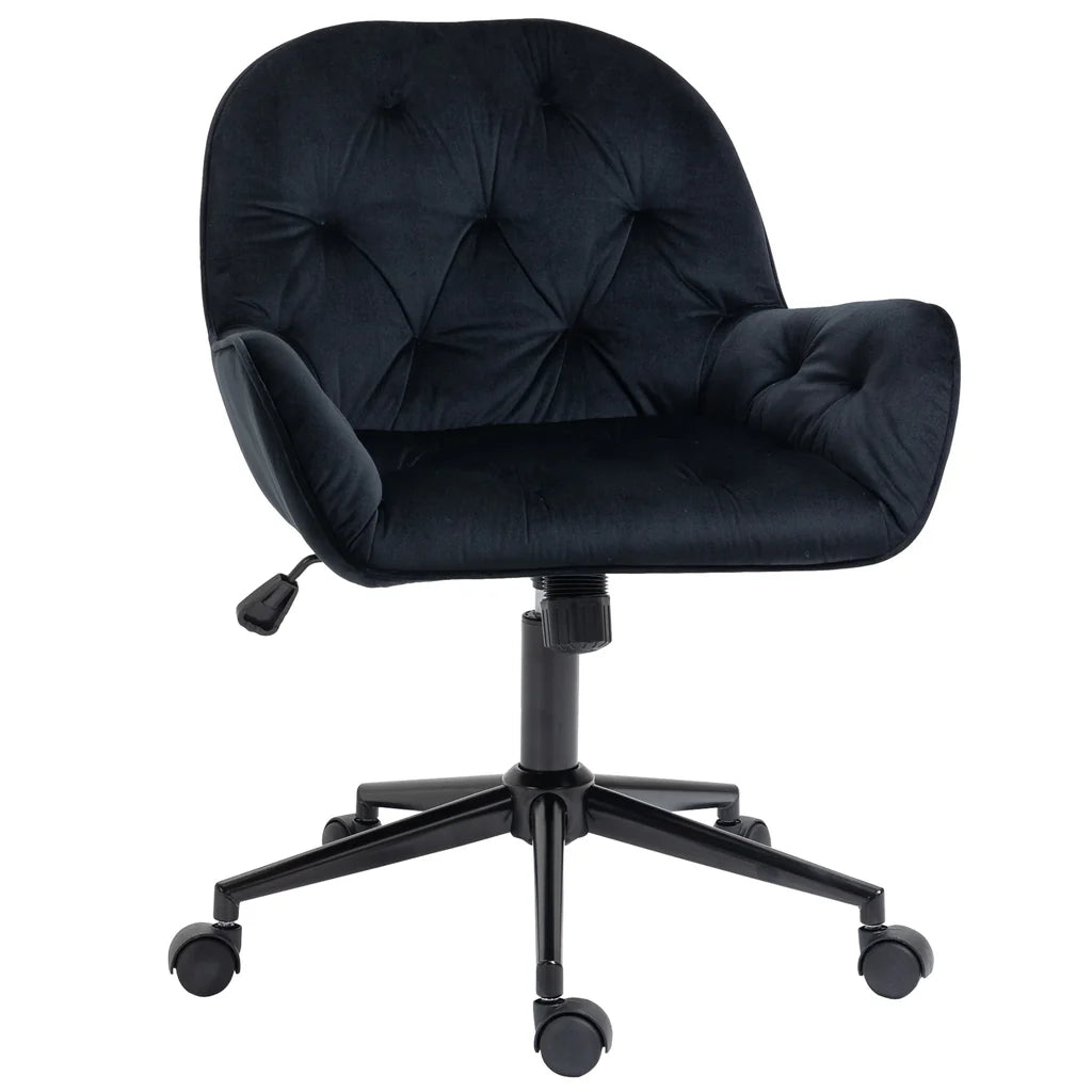 Fauteuil de bureau Vinsetto en velours, réglable en hauteur, design ergonomique, noir