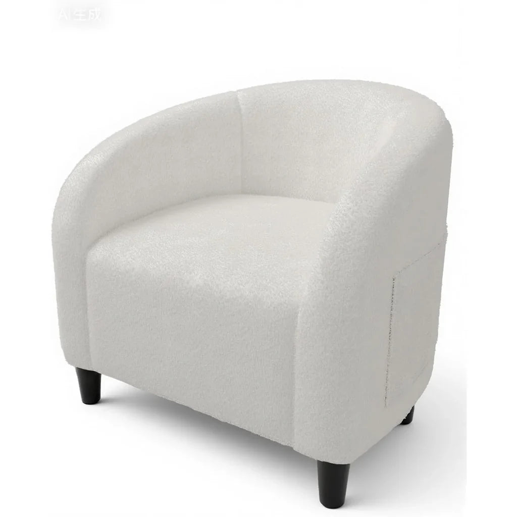 Fauteuil Design Moderne en Tissu Bouclé Blanc - Confort & Style