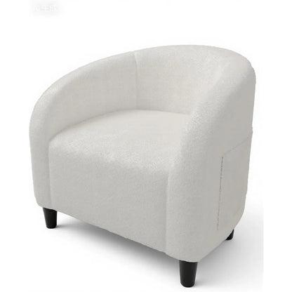 Fauteuil Design Moderne en Tissu Bouclé Blanc - Confort & Style