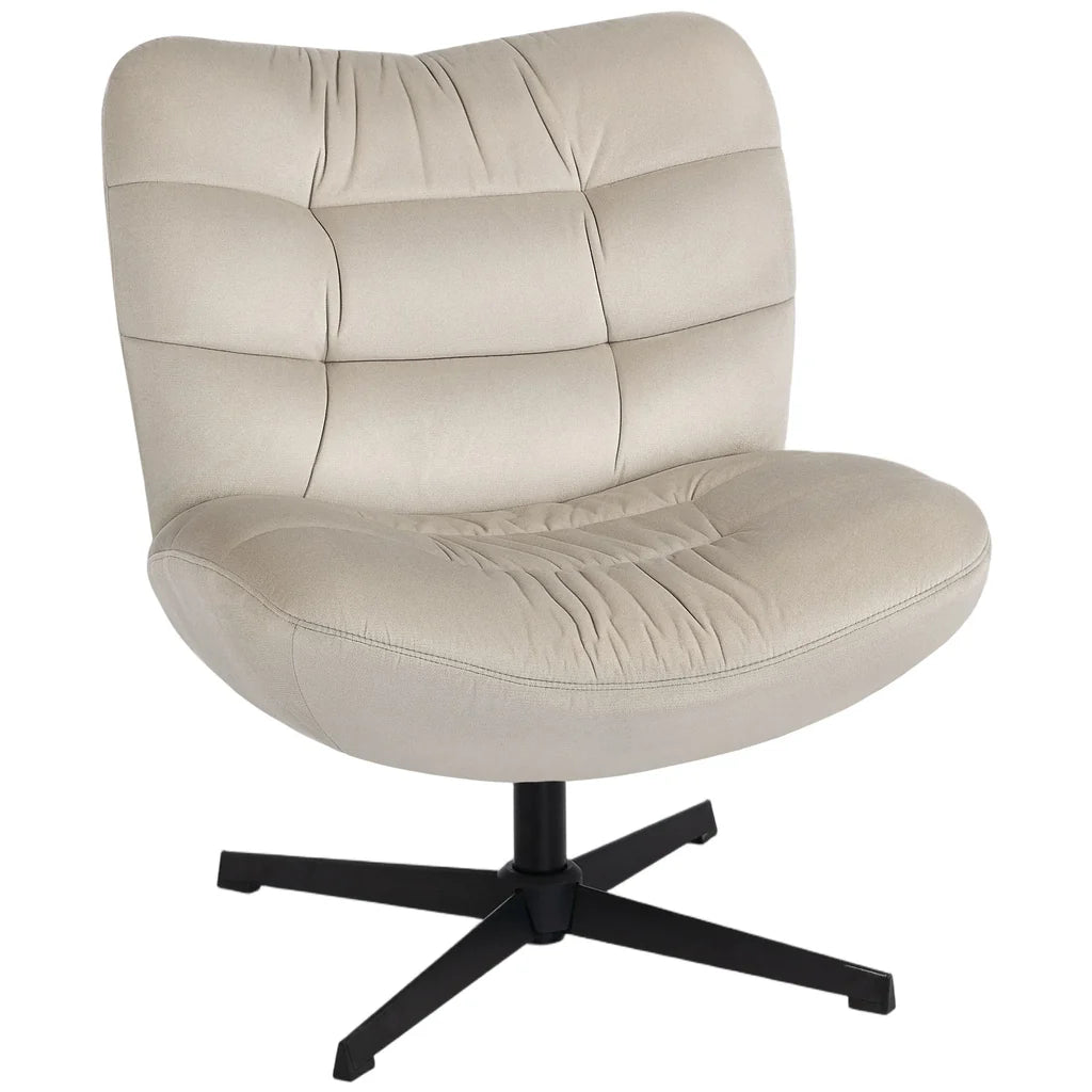 Fauteuil Lounge HOMCOM Pivotant 360° Large Assise Sans Accoudoirs Crème