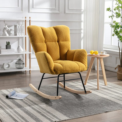 Fauteuil à Bascule Teddy Jaune Confortable Design Moderne