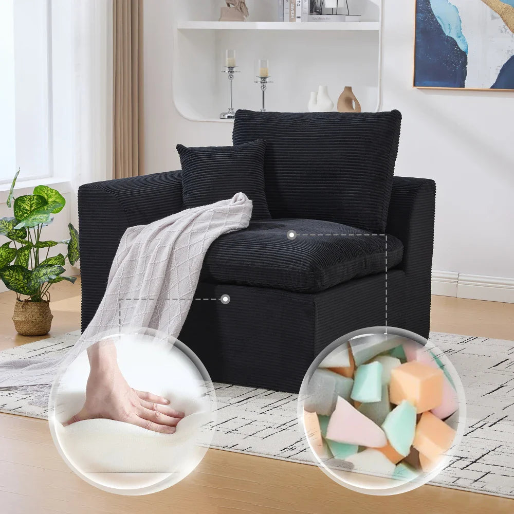 Fauteuil Salon Minimaliste Moderne en Coton Doux et Confortable avec Coussin