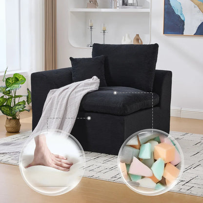 Fauteuil Salon Minimaliste Moderne en Coton Doux et Confortable avec Coussin