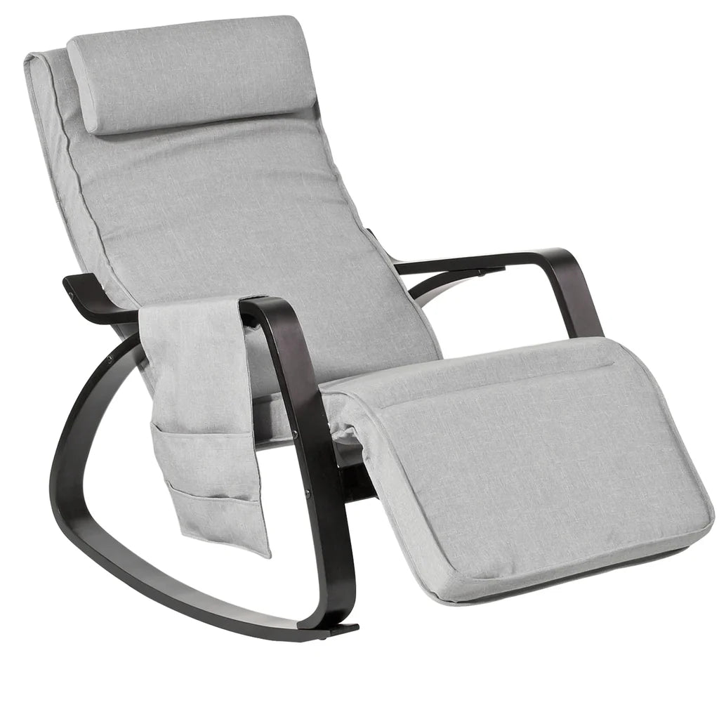 Fauteuil Relax SoBuy Gris Foncé, 5 Positions Réglables, avec Poche Rangement