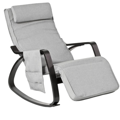 Fauteuil Relax SoBuy Gris Foncé, 5 Positions Réglables, avec Poche Rangement