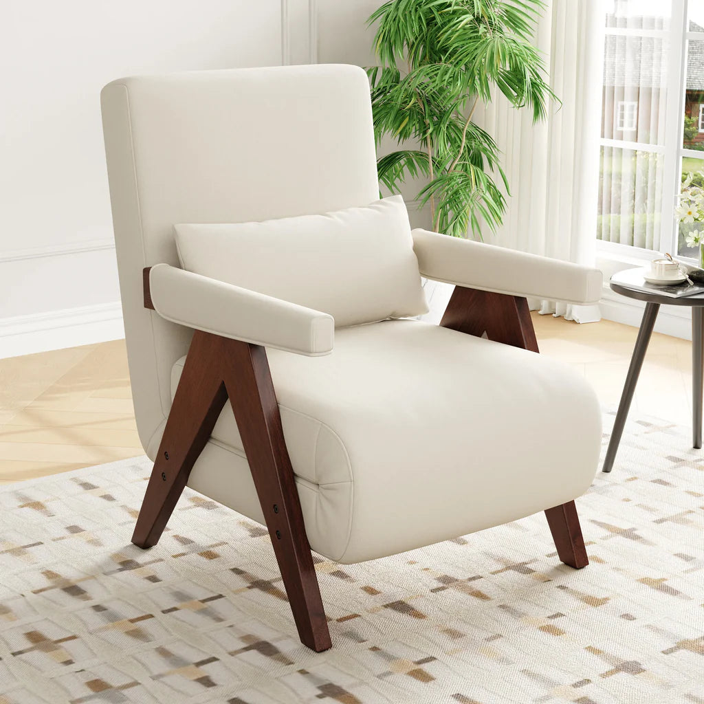 Fauteuil convertible 3-en-1 HAUSS SPOLE beige, tissu lin, repose-pieds intégré