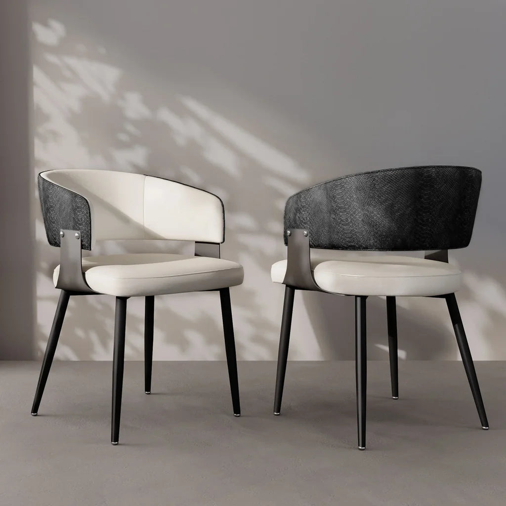 Lot de 2 Fauteuils de Salle à Manger Rembourrés en Similicuir Microfibre
