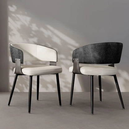 Lot de 2 Fauteuils de Salle à Manger Rembourrés en Similicuir Microfibre