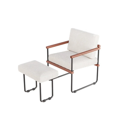 Fauteuil Moderne en Métal avec Coussin Confortable en Coton Lin