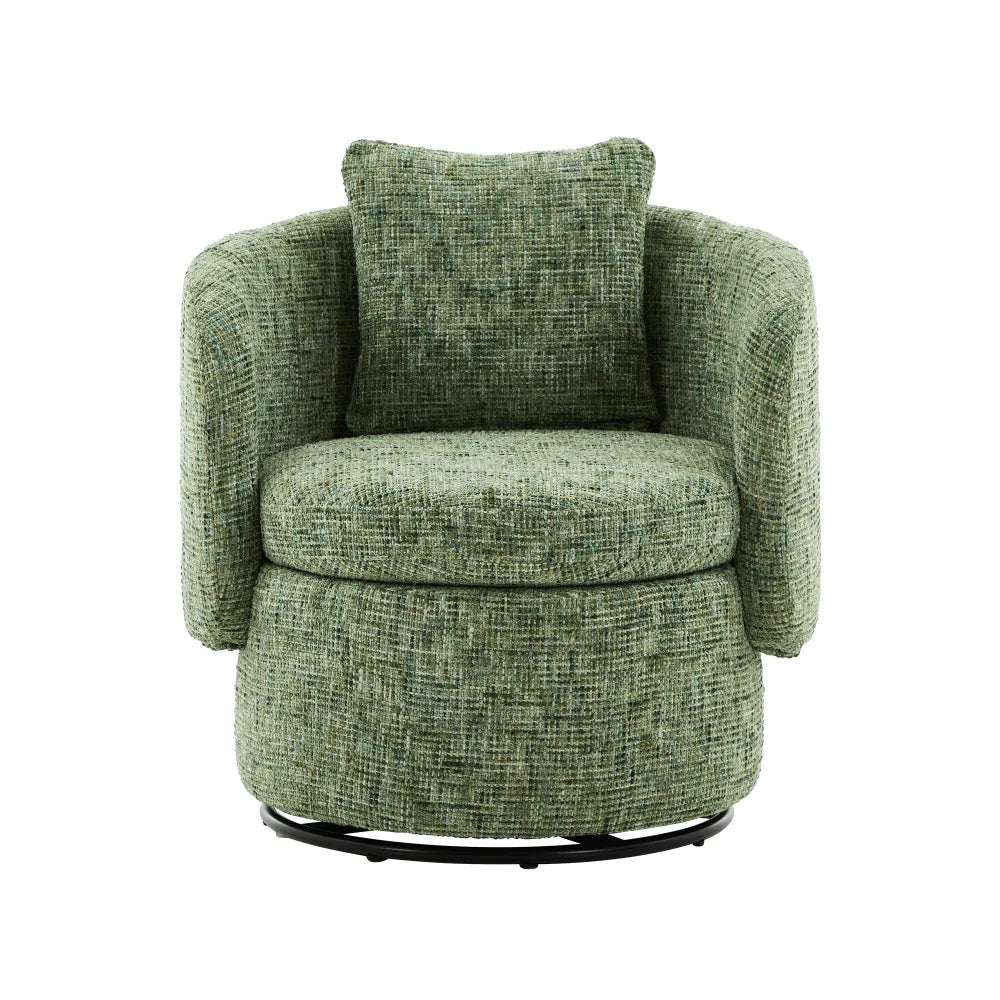 Fauteuil Vert Pivotant 360° avec Rangement Caché et Coussin Confortable