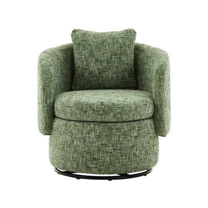 Fauteuil Vert Pivotant 360° avec Rangement Caché et Coussin Confortable