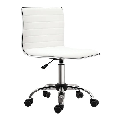 Fauteuil de Bureau Ergonomique HOMCOM Blanc - Hauteur Réglable, Pivotant 360°