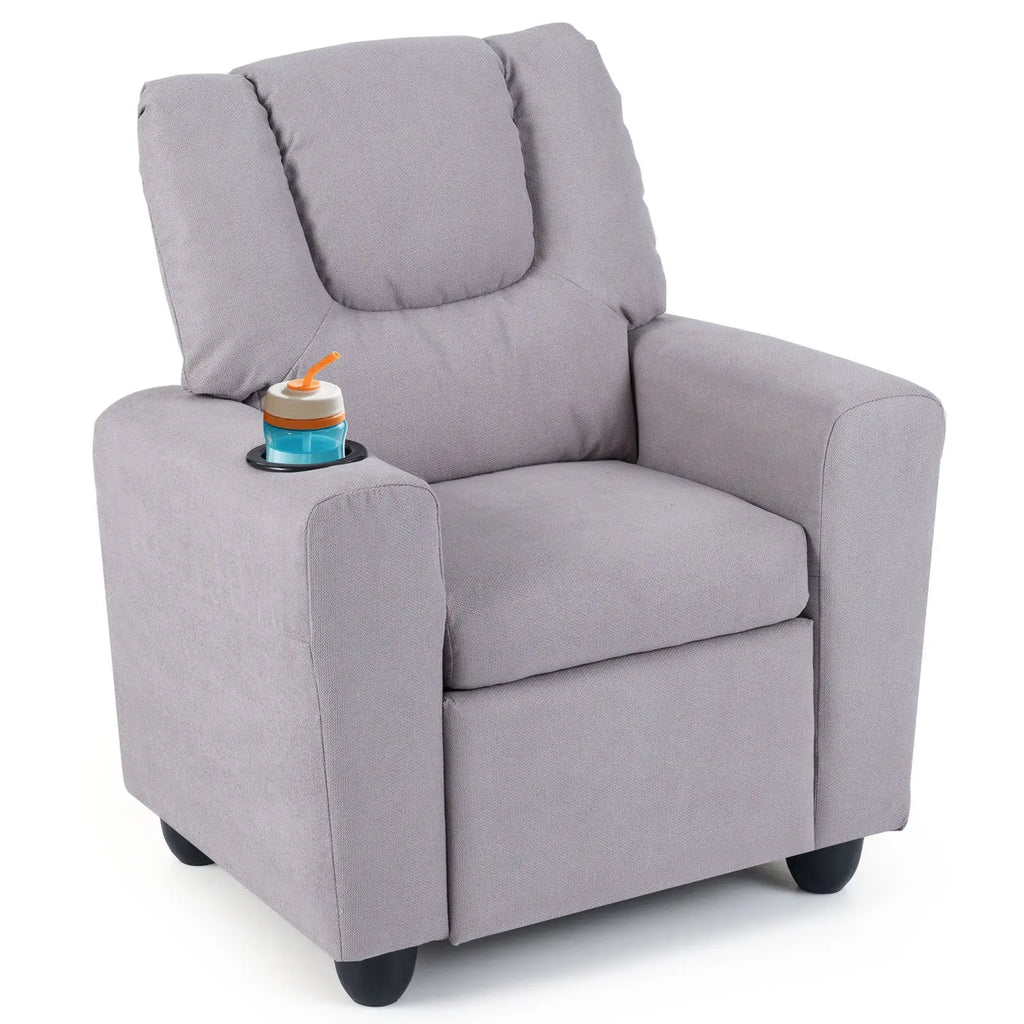 Fauteuil inclinable enfant gris avec porte-gobelet