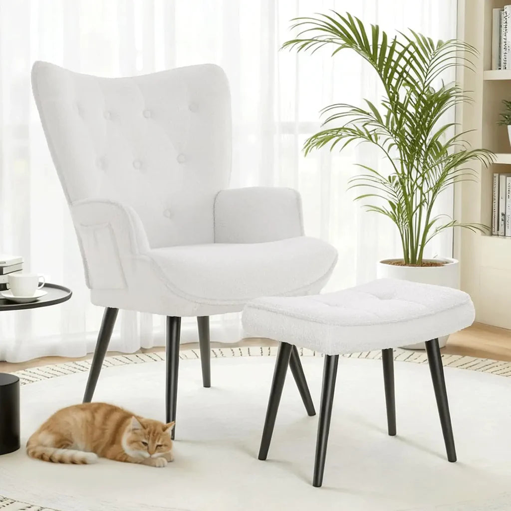 Fauteuil de Lecture Confortable Homfa avec Repose-Pieds - Design Moderne
