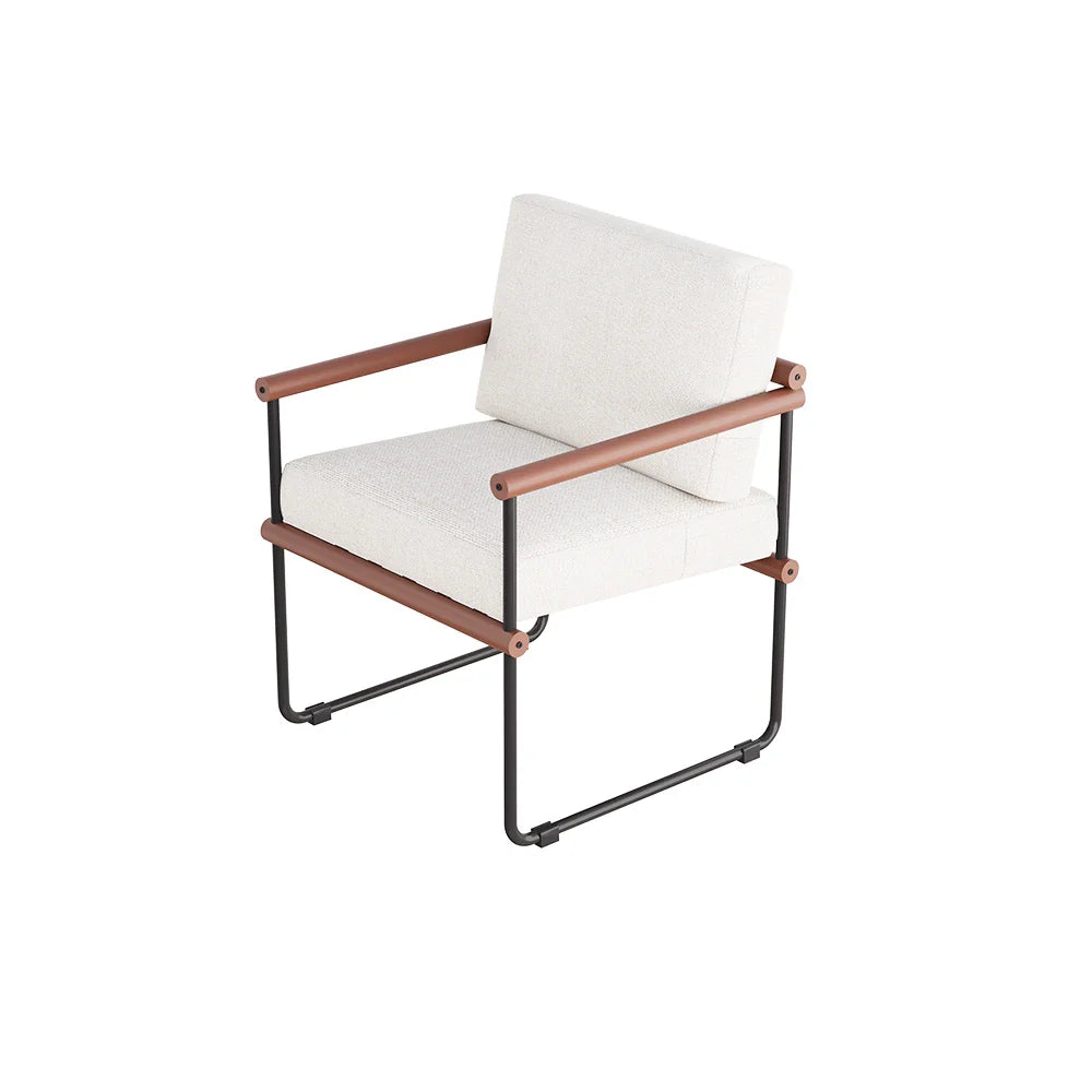 Fauteuil Moderne en Métal avec Coussin Confortable en Coton Lin