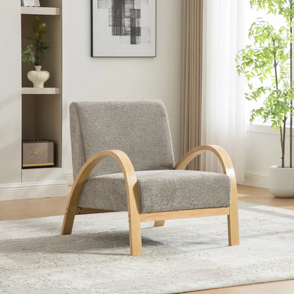 Fauteuil Lounge Scandinave en Velours Chenille avec Pieds en Bois Massif - Confort Moderne pour Salon & Chambre