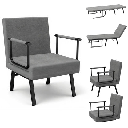 Fauteuil Convertible 4-en-1, Gris Foncé, Réglable 5 Positions