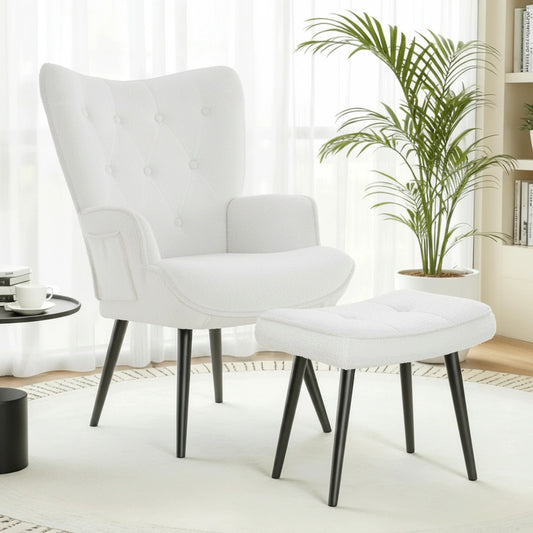 Fauteuil de Lecture Confortable Homfa avec Repose-Pieds - Design Moderne