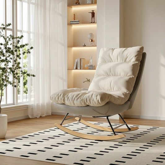 Fauteuil Lounge Anajqaqia avec dossier réglable, Lin écru
