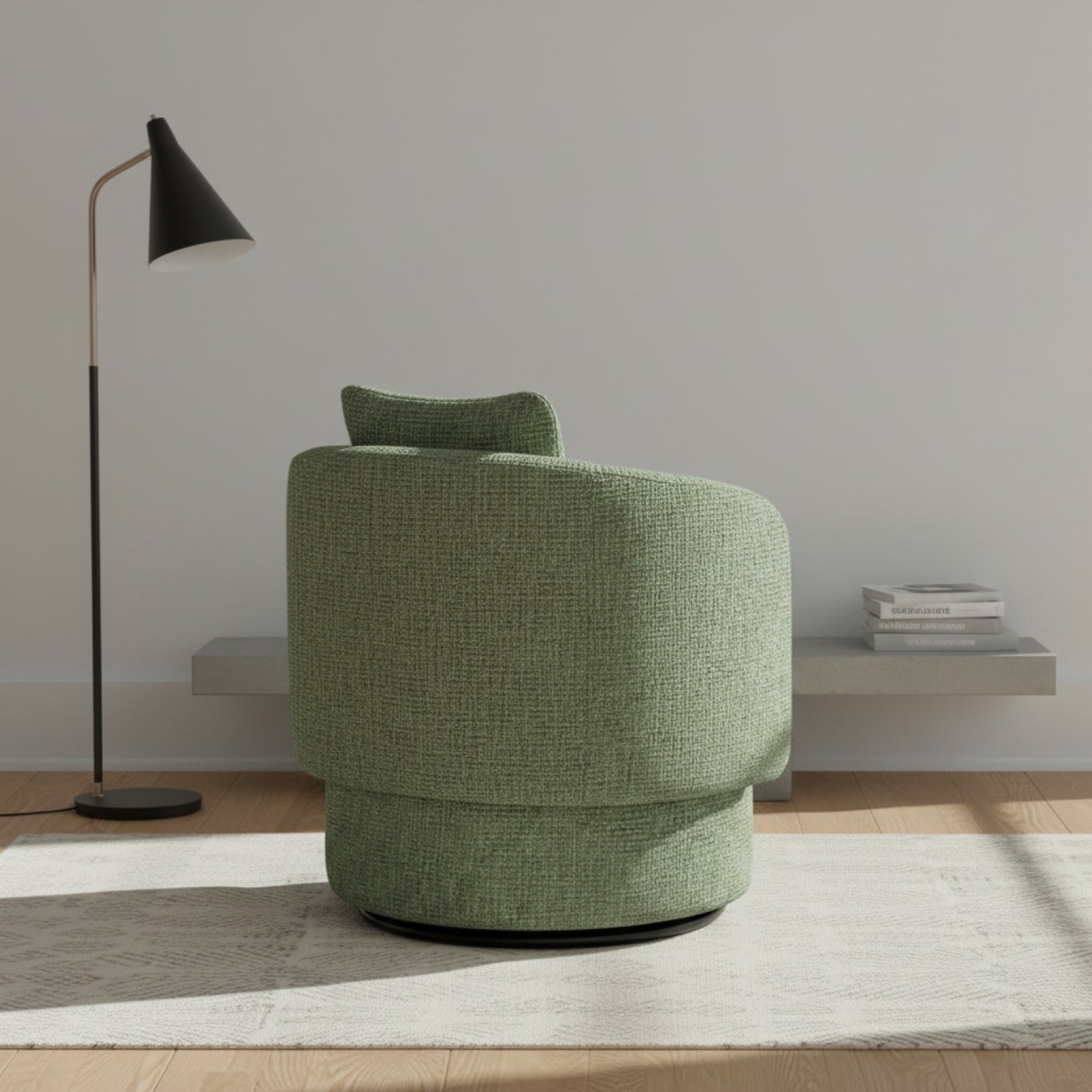 Fauteuil Vert Pivotant 360° avec Rangement Caché et Coussin Confortable