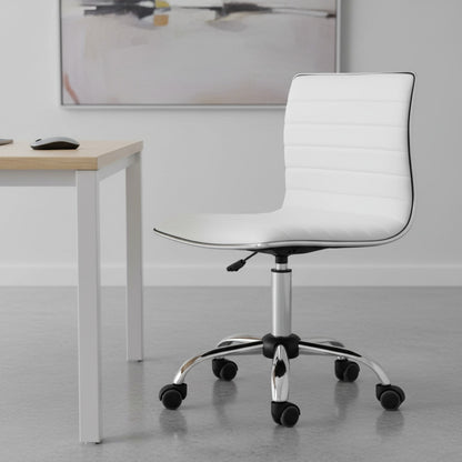 Fauteuil de Bureau Ergonomique HOMCOM Blanc - Hauteur Réglable, Pivotant 360°