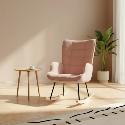 Fauteuil à Bascule Confortable en Velours Teddy - Design Moderne pour Salon et Chambre