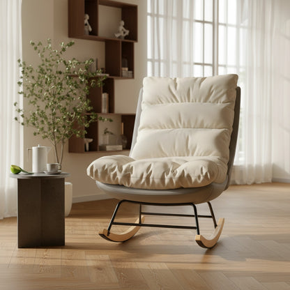 Fauteuil Lounge Anajqaqia avec dossier réglable, Lin écru