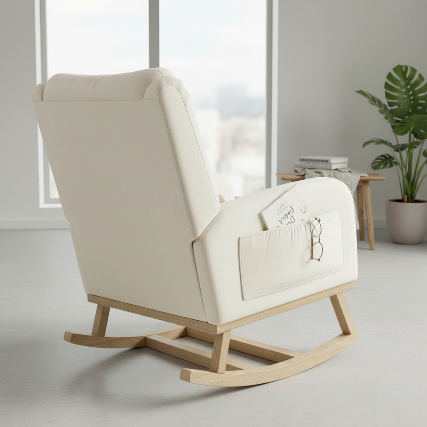 Fauteuil à Bascule Superaly avec Coussin Confortable, Poches Latérales - Idéal Salon & Chambre