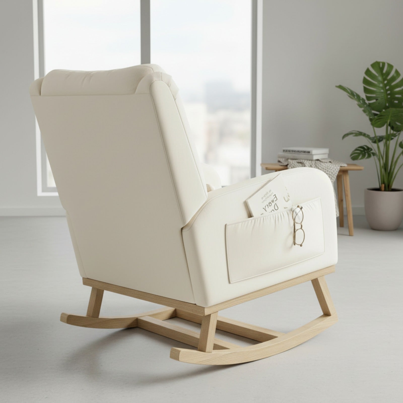 Fauteuil à Bascule Superaly avec Coussin Confortable, Poches Latérales - Idéal Salon & Chambre