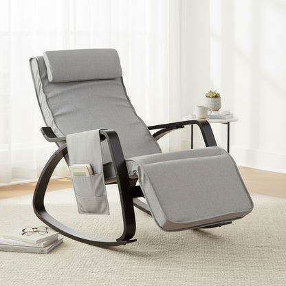 Fauteuil Relax SoBuy Gris Foncé, 5 Positions Réglables, avec Poche Rangement