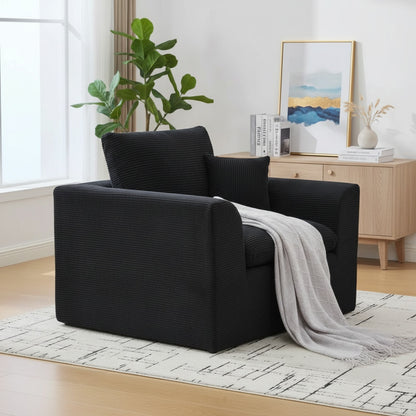 Fauteuil Salon Minimaliste Moderne en Coton Doux et Confortable avec Coussin