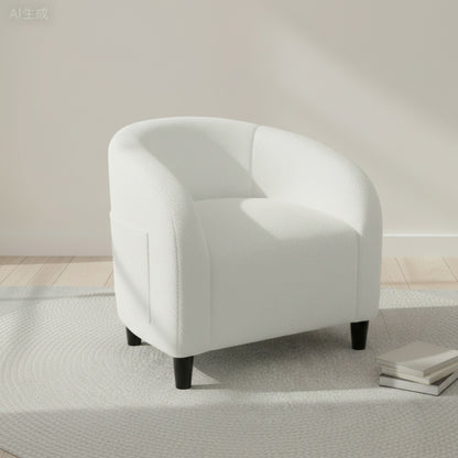 Fauteuil Design Moderne en Tissu Bouclé Blanc - Confort & Style