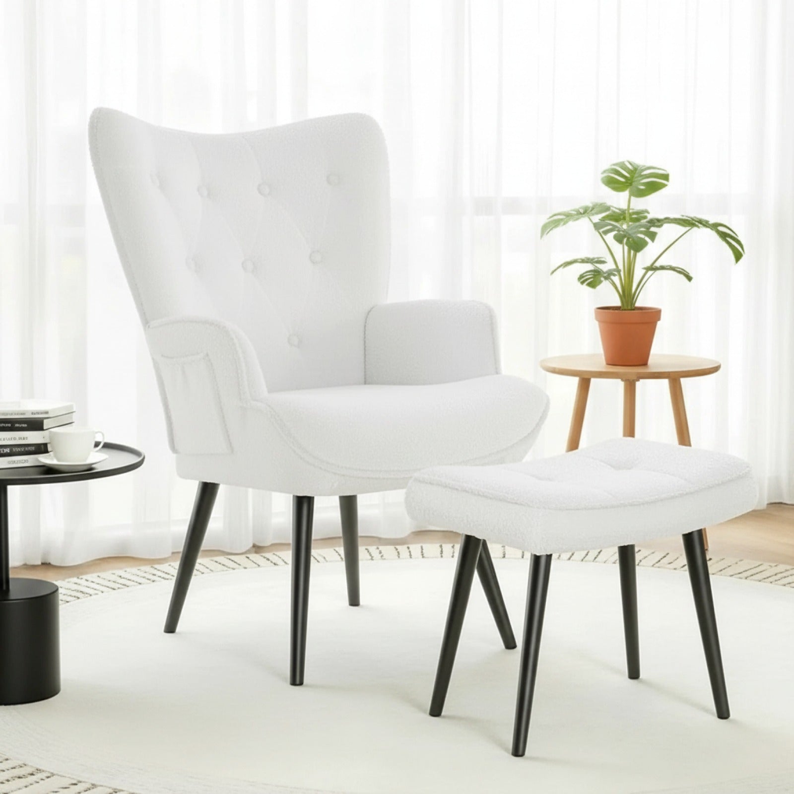 Fauteuil de Lecture Confortable Homfa avec Repose-Pieds - Design Moderne