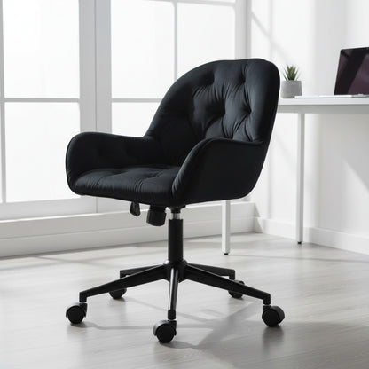 Fauteuil de bureau Vinsetto en velours, réglable en hauteur, design ergonomique, noir