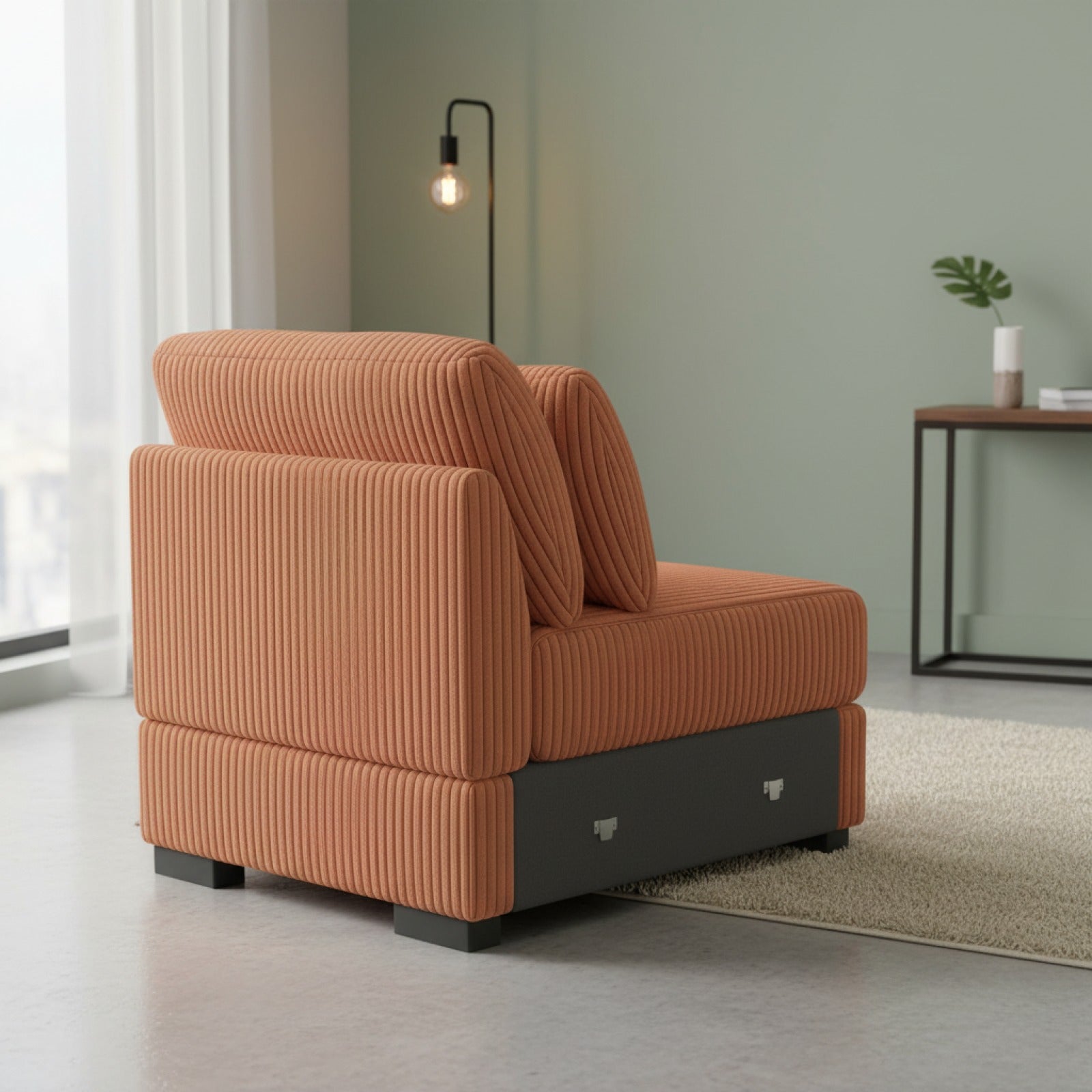 Fauteuil 1 Place en Velours Orange - Style Moderne pour Salon et Chambre
