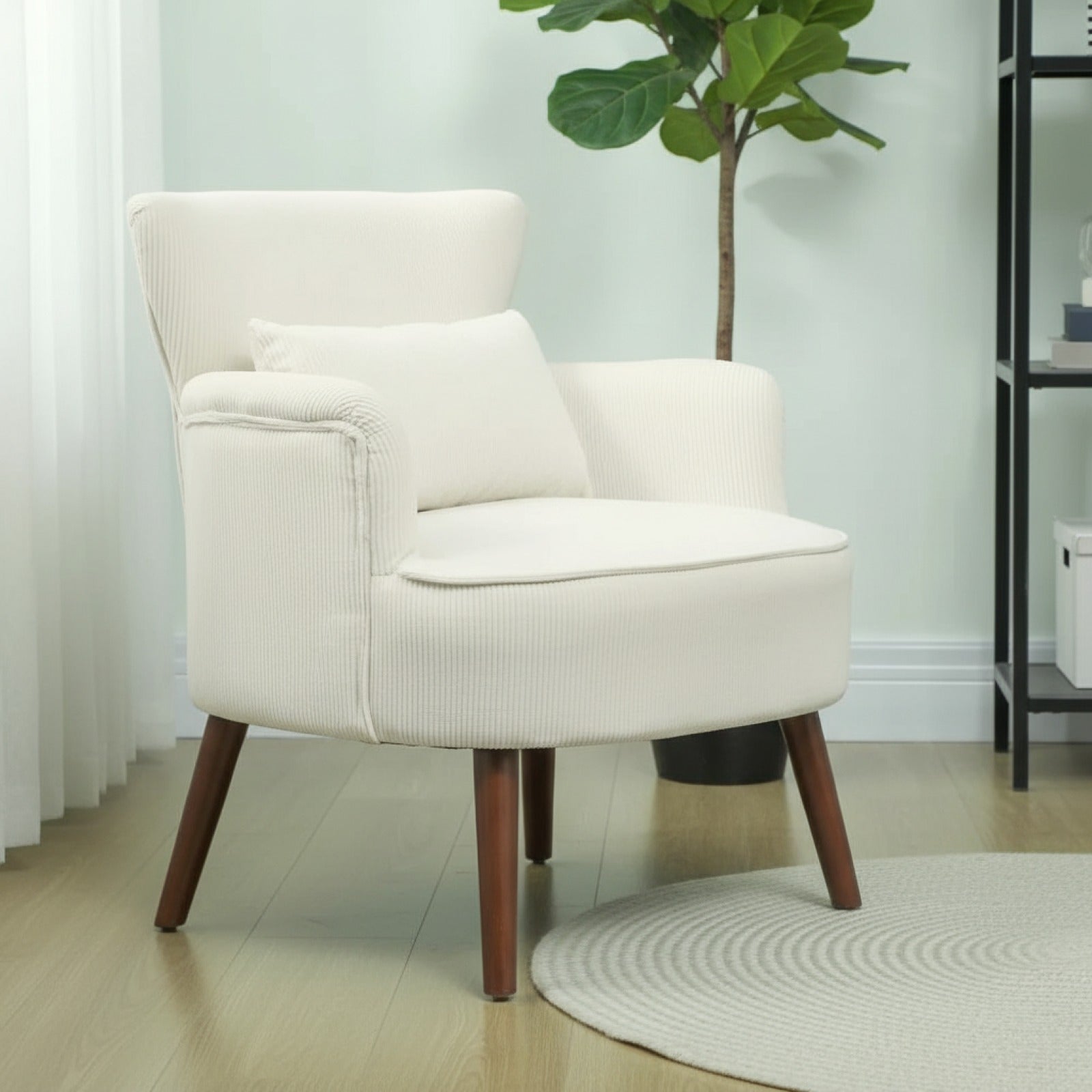 Fauteuil Lounge Coton Crème Blanc - Confort & Style pour Salon