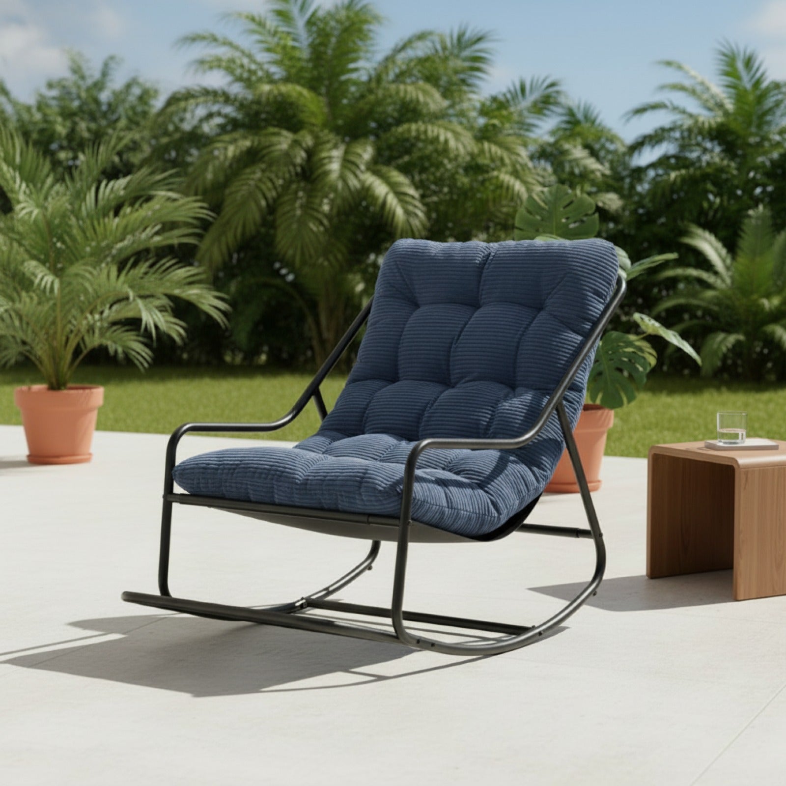 Fauteuil à Bascule d'Extérieur Moderne en Acier, Confort All-Season