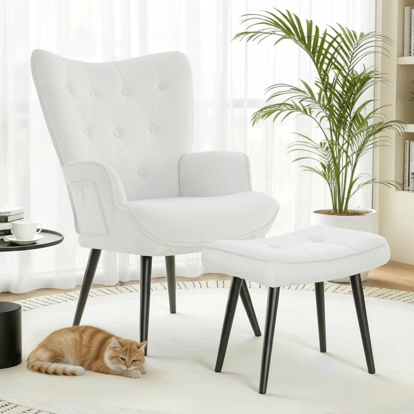 Fauteuil de Lecture Confortable Homfa avec Repose-Pieds - Design Moderne