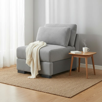 Fauteuil Convertible Velours Gris Confortable 1 Place - Style Moderne