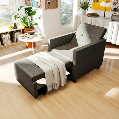 Fauteuil Convertible Gris 2-en-1 : Canapé Lit Confortable et Gain de Place