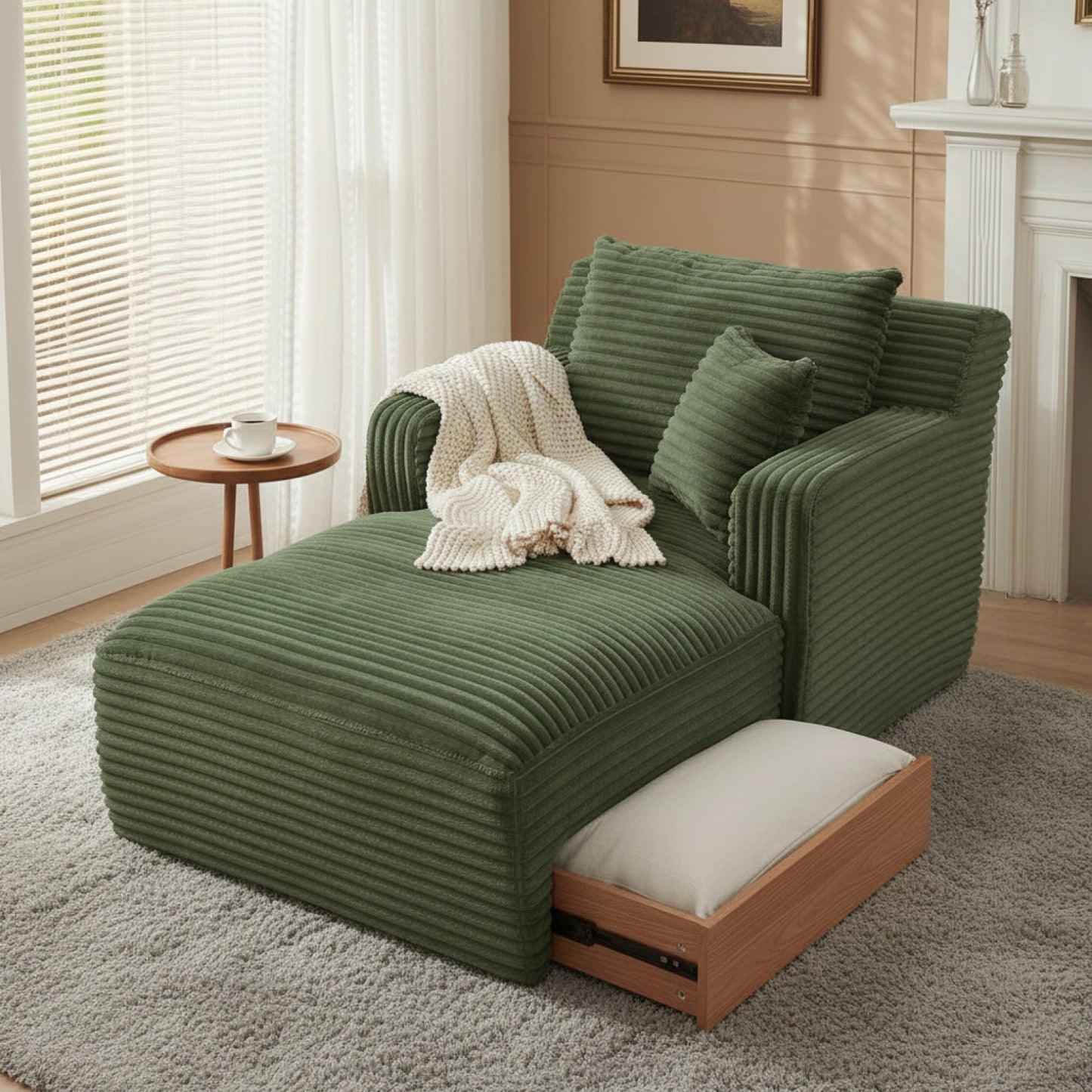 Canapé Lit Convertible Moderne en Velours côtelé, Fauteuil Confortable sans Montage pour Salon et Appartement
