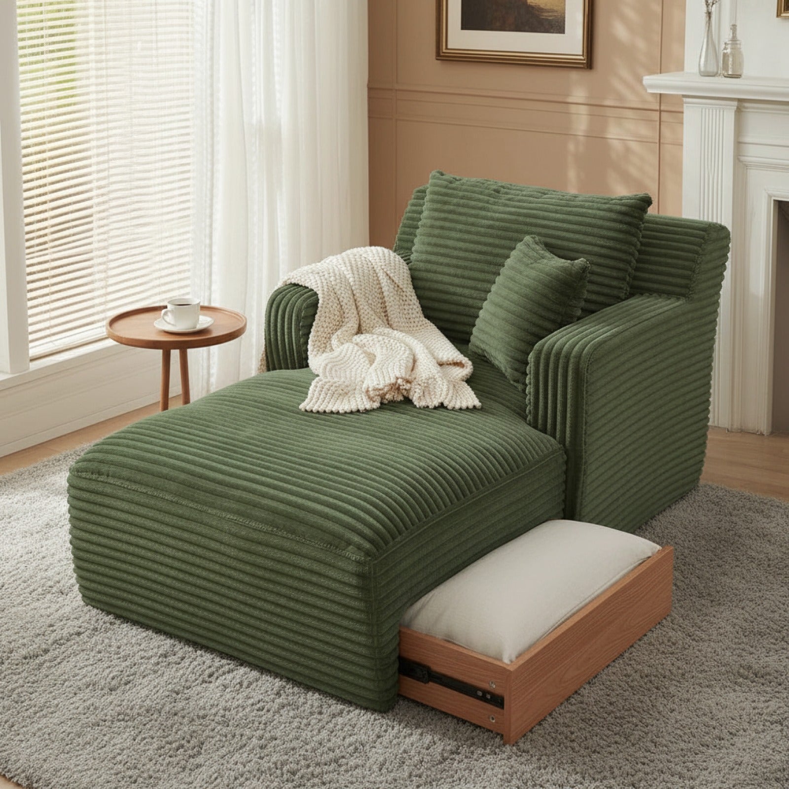 Canapé Lit Convertible Moderne en Velours côtelé, Fauteuil Confortable sans Montage pour Salon et Appartement