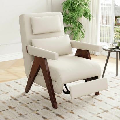 Fauteuil convertible 3-en-1 HAUSS SPOLE beige, tissu lin, repose-pieds intégré
