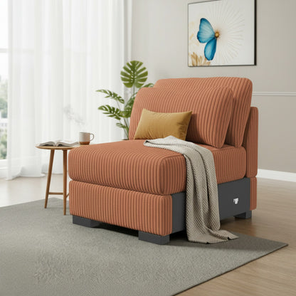 Fauteuil 1 Place en Velours Orange - Style Moderne pour Salon et Chambre