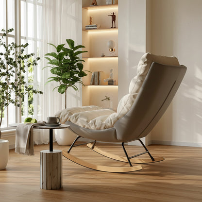 Fauteuil Lounge Anajqaqia avec dossier réglable, Lin écru